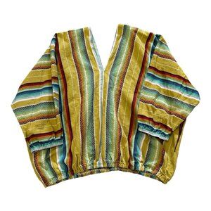 Lucky & Blessed Deep V Striped Top 3/4 Sleeve Boho Western Plus Sz 2X Vintage